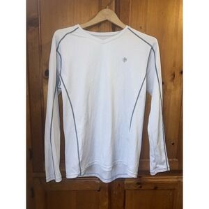 Coolibar Long Sleeve T Shirt Top Tee V Neck UPF 50+ UVA/UVB Men's M Gray Sun